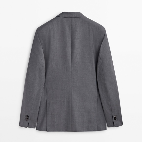 GREY FIL-À-FIL WOOL SUIT BLAZER - Picture 2 of 6